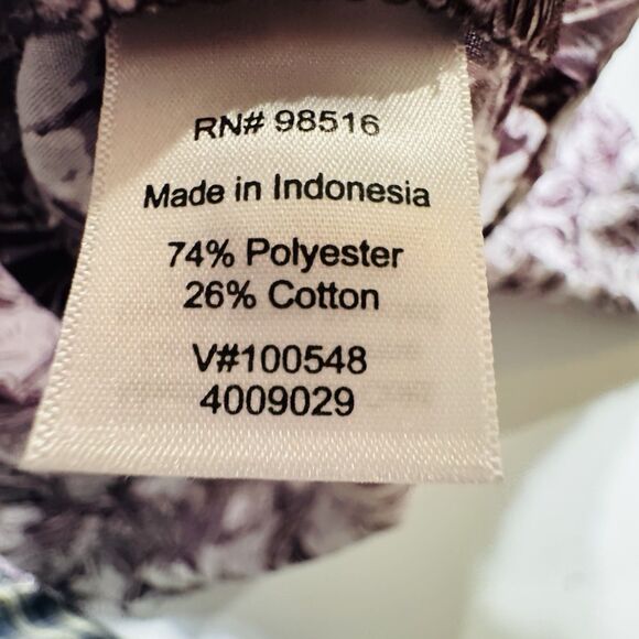 COLDWATER CREEK Women’s Plus 2X Purple Floral Cotton Blend Shirt Blouse No iron - Picture 5 of 10